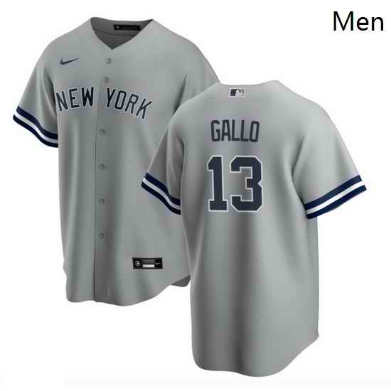Men New York Yankees 13 Joey Gallo Men Nike Gray Road MLB Jersey